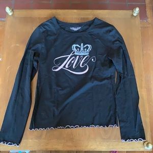 Victoria’s Secret Black & Pink Jewel embellished Love with crown Top Size M
